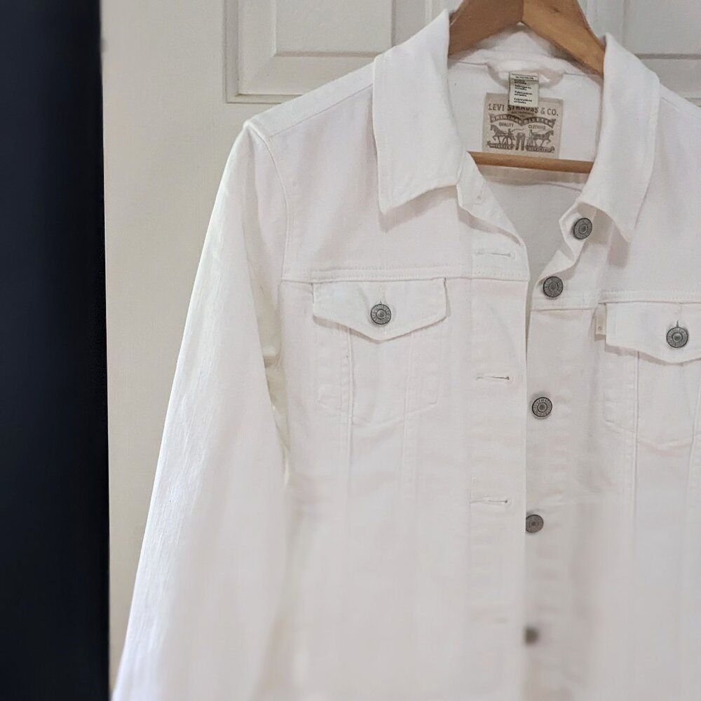LEVI'S White Denim Jacket | Coastal Cowgirl, Summer, Canadian Tuxedo | Sz XL